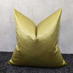 Yellowish Green Satin Cushion Cover - Modern Accent Pillow - thumbnail 3