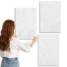 3 Piece Canvas Set - Elegant Marble Linear Stone Structure, White Print, Natural Textures Wall Decor - thumbnail 3