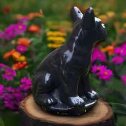 Black French Bulldog Statue Concrete Sculpture Stone Dog Decoration Handmade Ornament Memorial Pet Figurine Animal Decor - thumbnail 4