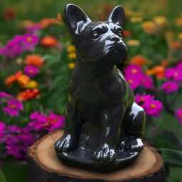Black French Bulldog Statue Concrete Sculpture Stone Dog Decoration Handmade Ornament Memorial Pet Figurine Animal Decor - thumbnail 2