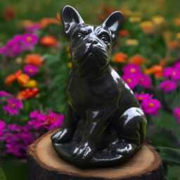 Black French Bulldog Statue Concrete Sculpture Stone Dog Decoration Handmade Ornament Memorial Pet Figurine Animal Decor - thumbnail 1