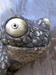 Handmade Ceramic Frog Sculpture, One-Of-A-Kind Fireclay Art - thumbnail 1