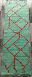 Nordic Runner Kilim Rug, Modern Artisan Scandinavian Afghan Turkish Abstract Art Wool Rug 200x64 cm - thumbnail 1