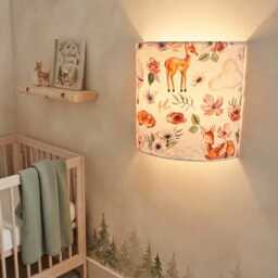 Baby Girl Wall Sconce - Deer, Flowers & Hot Air Balloons Romantic Boho Nursery Decor, Shower Gift, Christmas, Birthday - thumbnail 2