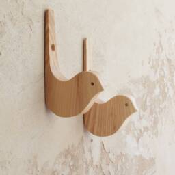 Wooden Bird Wall Hooks Oak/Ash Nursery Decor - thumbnail 1