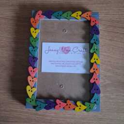 Rainbow Wooden Heart Button Photo Frame 4 X 6 Inches - thumbnail 3