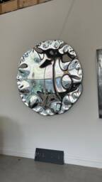 Reflective Wall Art, Convex Wall Sculpture , Artwork Mirror, Metal Round Steel Organic Mirror - thumbnail 1