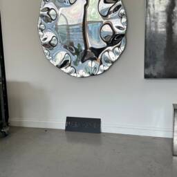 Reflective Wall Art, Convex Wall Sculpture , Artwork Mirror, Metal Round Steel Organic Mirror - thumbnail 3