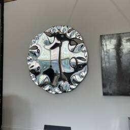 Reflective Wall Art, Convex Wall Sculpture , Artwork Mirror, Metal Round Steel Organic Mirror - thumbnail 2