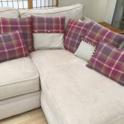 Handmade Double Sided Balmoral Tartan Plaid Cushion Cover Purple Heather Tweed - thumbnail 2