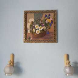 Ribbon Embroidered Tapestry, Summer Floral Basket - 50x50 cm, Unframed - thumbnail 4