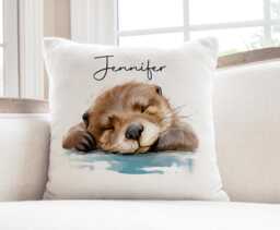 Otter Cushion, Personalised Otter Gift, Pillow - thumbnail 1