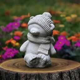 Sitting White Bear Statue Concrete Teddy Figure Cement Animal Decoration Front Door Ornament Garden & Home Sculpture Bear Lover Gift - thumbnail 1