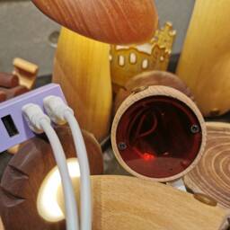 Handmade Wooden Mushroom Usb Desk Lamp, Nightstand Night Light, Decor - thumbnail 4