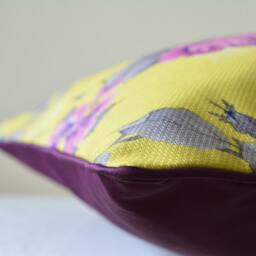 Beautiful Yellow & Purple Rose Print Pillow Cover , Floral Cushion Decorative Spring - thumbnail 3