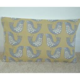 Yellow Ochre & Grey Birds 12x20 Oblong Bolster Pillow Cover Bird 16x12 Cushion Case Sham Slip Pillowcase Gray Scandinavian Design 26x20