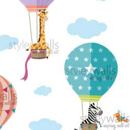 Air Balloons Wall Decal, Jungle Animals Decal Sticker, Hot Baby Nursery Decor, Kids Room - thumbnail 4