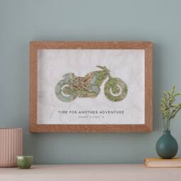 Fathers Day Gift, Motorbike Wall Art, Custom Map Travel Motorcycle Gifts For Dad, Framed Decor, Decor Print - thumbnail 1