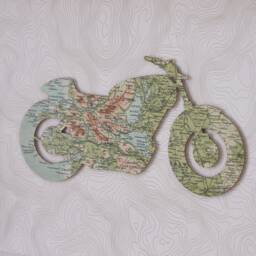Fathers Day Gift, Motorbike Wall Art, Custom Map Travel Motorcycle Gifts For Dad, Framed Decor, Decor Print - thumbnail 2