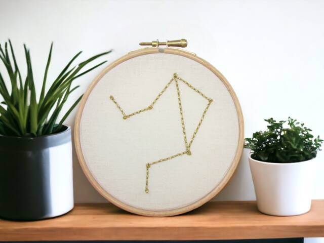 Libra Star Sign Wall Art - Hand Embroidered Zodiac Constellation Gift For October Birthday Or Gift - image 1