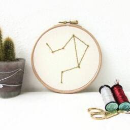 Libra Star Sign Wall Art - Hand Embroidered Zodiac Constellation Gift For October Birthday Or Gift - thumbnail 3