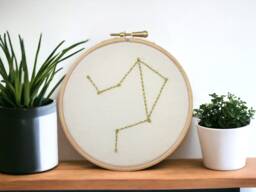 Libra Star Sign Wall Art - Hand Embroidered Zodiac Constellation Gift For October Birthday Or Gift - thumbnail 1
