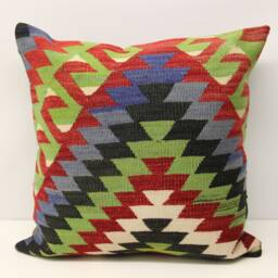 Handmade Kilim Pillow Cover 20x20, Retro Woven Cushion - thumbnail 1