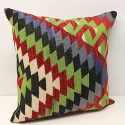 Handmade Kilim Pillow Cover 20x20, Retro Woven Cushion - thumbnail 2