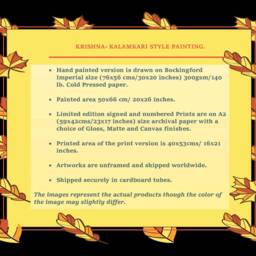 Krishna Kalamkari Style Painting Indian Home Decor, Wall Art - thumbnail 4