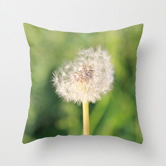 Dandelion in The Sun, Pillow Or Cover Home Decoration, Flower, Landscape, Green, White, Floral Decor, Interior Design, Country Living - image 1