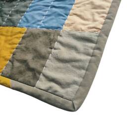 Handmade Modern Throw Quilt Naturally Dyed Upcycled Cotton, Sustainable Decor - thumbnail 3