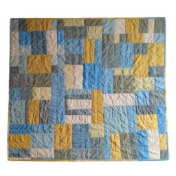 Handmade Modern Throw Quilt Naturally Dyed Upcycled Cotton, Sustainable Decor - thumbnail 2