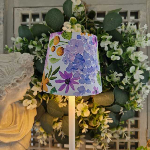 Cordless Touch Lamp. Vibrant Decoupaged Floral Usb Rechargeable Table Lamp - image 1
