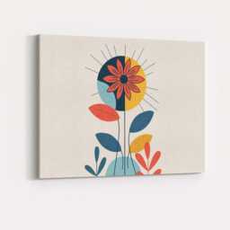 Mid Century Modern Botanical Floral Sunburst Illustration Canvas Wall Art Print Decor Picture Ready To Hang - thumbnail 4