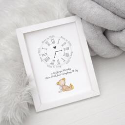 Personalised Safari Animals Print, Including Birth Details, New Baby Gift, Featuring Elephants, Giraffes & Lions, Stars Moon - thumbnail 3