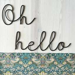 Wire Wall Art Oh Hello, Handmade Aluminum Sign - thumbnail 1