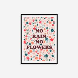 No Rain Flowers Print - Positivity Print, Cute Flower Art, Colourful Boho Wall Children's Living Room Prints - thumbnail 3
