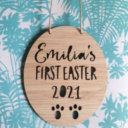 Personalised First Easter-Bamboo-Wooden Door-Wall Hanging-Easter-Easter Bunny-Kids Sign-Door Sign-Personalized-Easter Gift-My First Easter - thumbnail 2