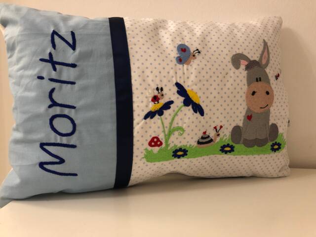 Personalized Pillow With Donkey Boys 40 X25 cm Name Pillowgift For Birth Gift Baptism - image 1