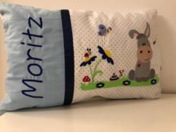 Personalized Pillow With Donkey Boys 40 X25 cm Name Pillowgift For Birth Gift Baptism - thumbnail 1