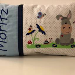 Personalized Pillow With Donkey Boys 40 X25 cm Name Pillowgift For Birth Gift Baptism - thumbnail 2