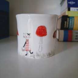 Handmade Ceramic Cat Planter Mushroom Decor - thumbnail 2