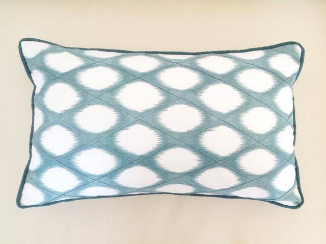 Teal Lumbar Pillow Cover Pin-Tuck Design, 100% Cotton - image 1