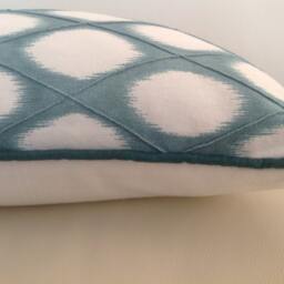 Teal Lumbar Pillow Cover Pin-Tuck Design, 100% Cotton - thumbnail 2