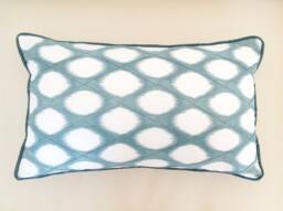 Teal Lumbar Pillow Cover Pin-Tuck Design, 100% Cotton - thumbnail 1