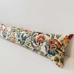 Jacobean Floral Tapestry Draught Excluder - 70-200cm Heavyweight Door Draft Stopper, Weighted Snake in Multicolour Botanical Design - thumbnail 2