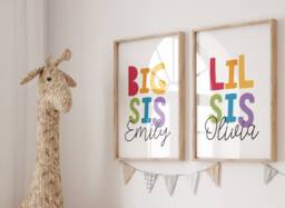 Set Of 2 Sister Prints, Sisters Make Best Friends, Big Sis Lil Sis, Girls Bedroom Decor, Wall Art, Siblings - thumbnail 1