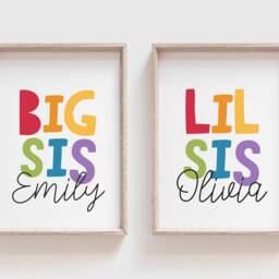 Set Of 2 Sister Prints, Sisters Make Best Friends, Big Sis Lil Sis, Girls Bedroom Decor, Wall Art, Siblings - thumbnail 2