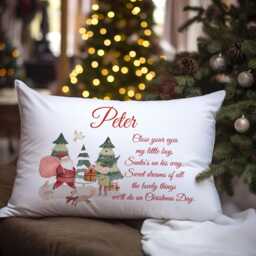 Personalised Santa Town Pillowcase, Kids Holiday Bedding, Custom Poem Cushion Cover - thumbnail 2