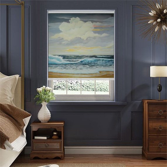 Seascape Oil On Board Artwork Custom Made Printed Window - Mar12 Roller Blind Regular Or Blackout Shading - image 1